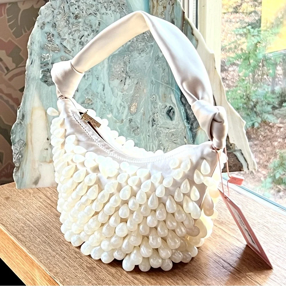 🌺🎉HP🌺 NWT Cult Gaia Gia Satin Shoulder Bag Ivory - Picture 6 of 16